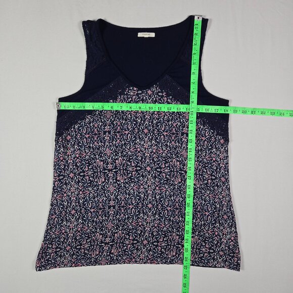 Maurices Navy Pink Floral Print Mixed Fabric Tank Top Lace Detail‎ Size M Boho - Picture 8 of 12